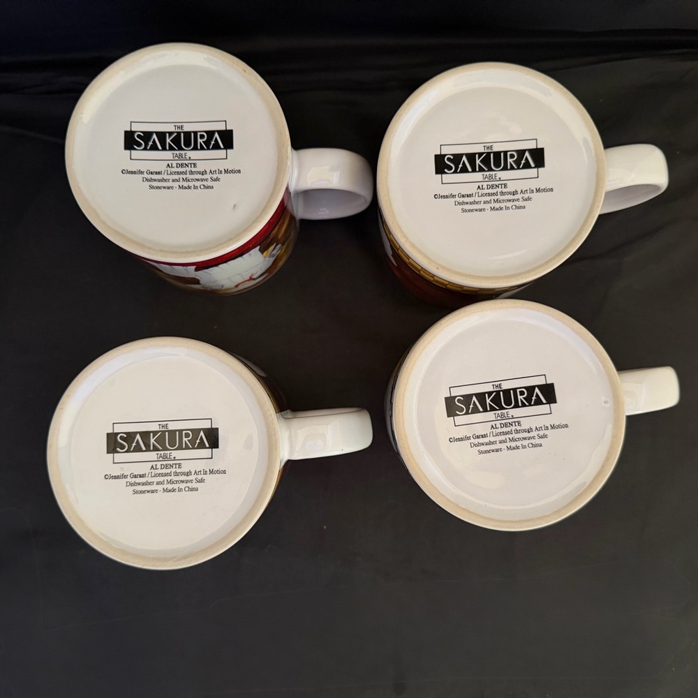 Set Of 4 Jennifer Garant AL DENTE Fat Italian Chef Coffee Mugs By Sakura Table - Picture 11 of 11